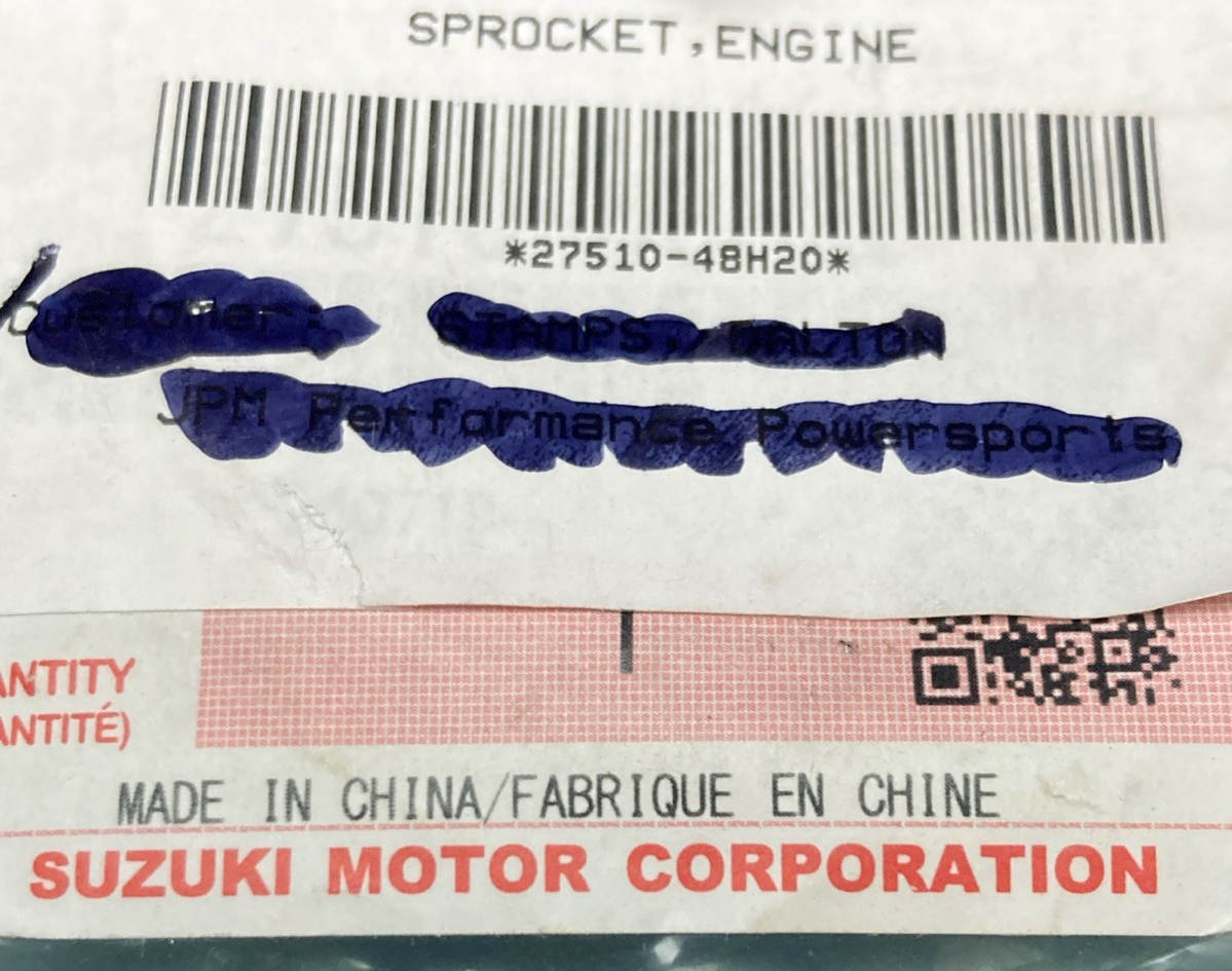 NEW GENUINE SUZUKI 27510-48H20 ENGINE SPROCKET