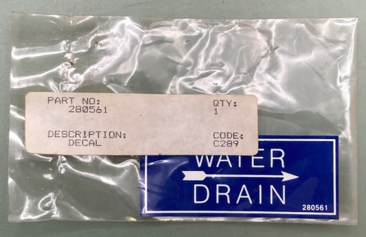 Kohler 280561 Decal Water Drain New Replaces