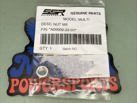 New Genuine SSR A00002-22-01 Nut M8