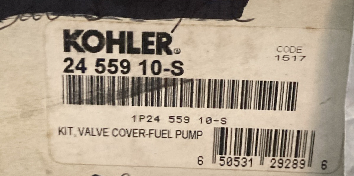GENUINE KOHLER 24 559 10-S VALVE COVER FUEL PUMP