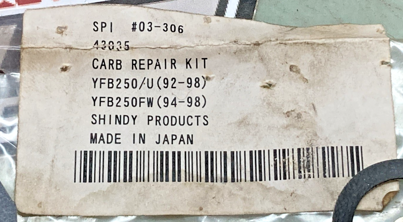 New Genuine Shindy 43035 Carb Repair Kit Incomplete Kit