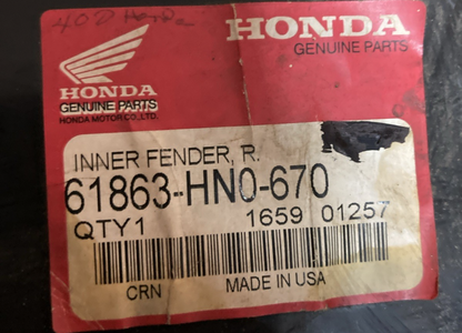 New Genuine Honda 61863-HN0-670 Right Inner Fender
