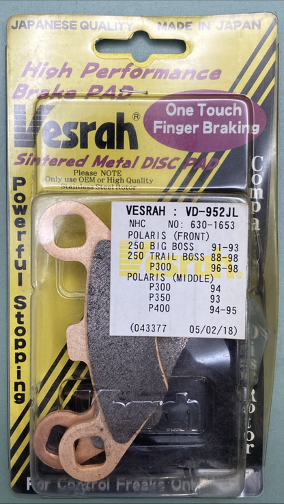 New Genuine Vesrah VD-952JL Brake Pad Set