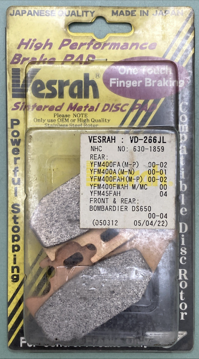 New Genuine Vesrah VD-266JL Sintered Metal Disc Pad Set