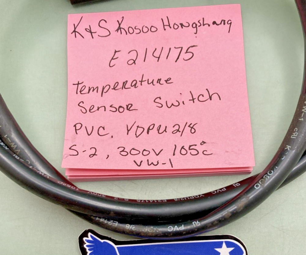 K&S Kosoo Hongshang E214175 Temperature Sensor Switch, PVC YDPU2/8 300v/105c