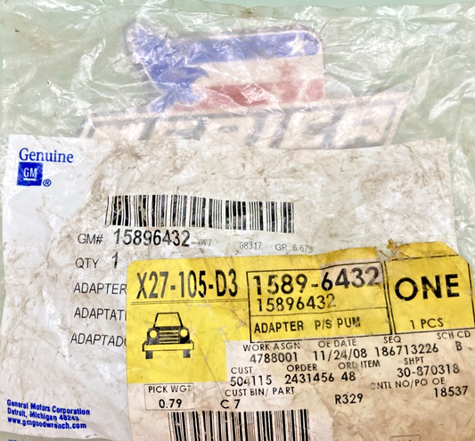 New Genuine GM 15896432 Adapter, P/S Pump Inlet Pipe