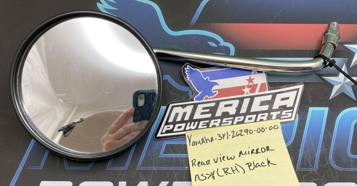 Replaces Yamaha 3Y1-26290-00-00 Rear View Mirror Assy, (RH) Black