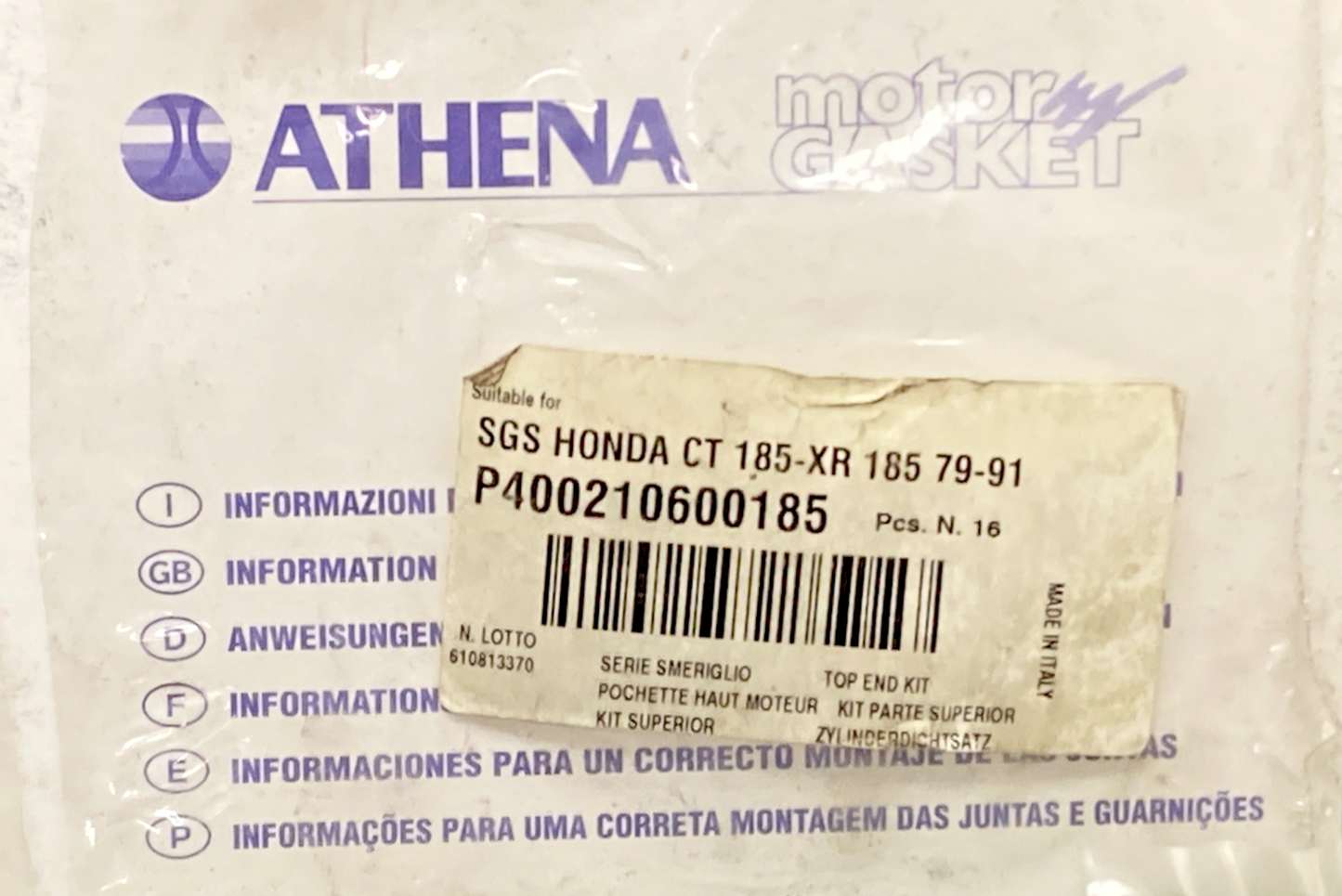 New Genuine Athena P400210600185 Gasket Kit