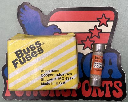 QTY 2 New Genuine Bussmann SC-20 Time Delay Class G Fuse, DL52-63