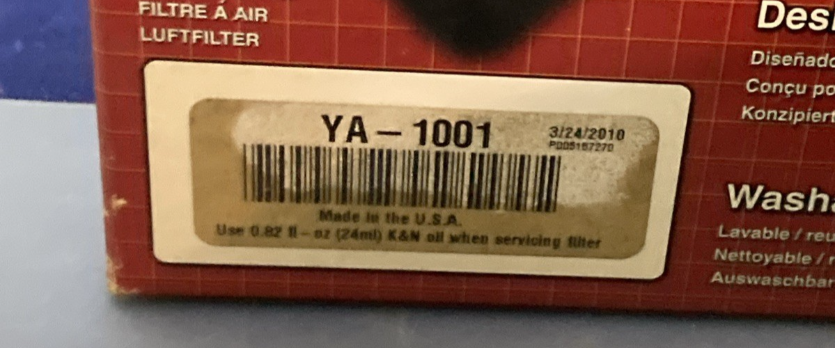 New Genuine K&N YA-1001 High Flow Air Filter