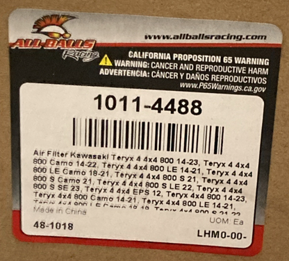 New Genuine All Balls 1011-4488 Air Filter Replaces Kawasaki 48-1018