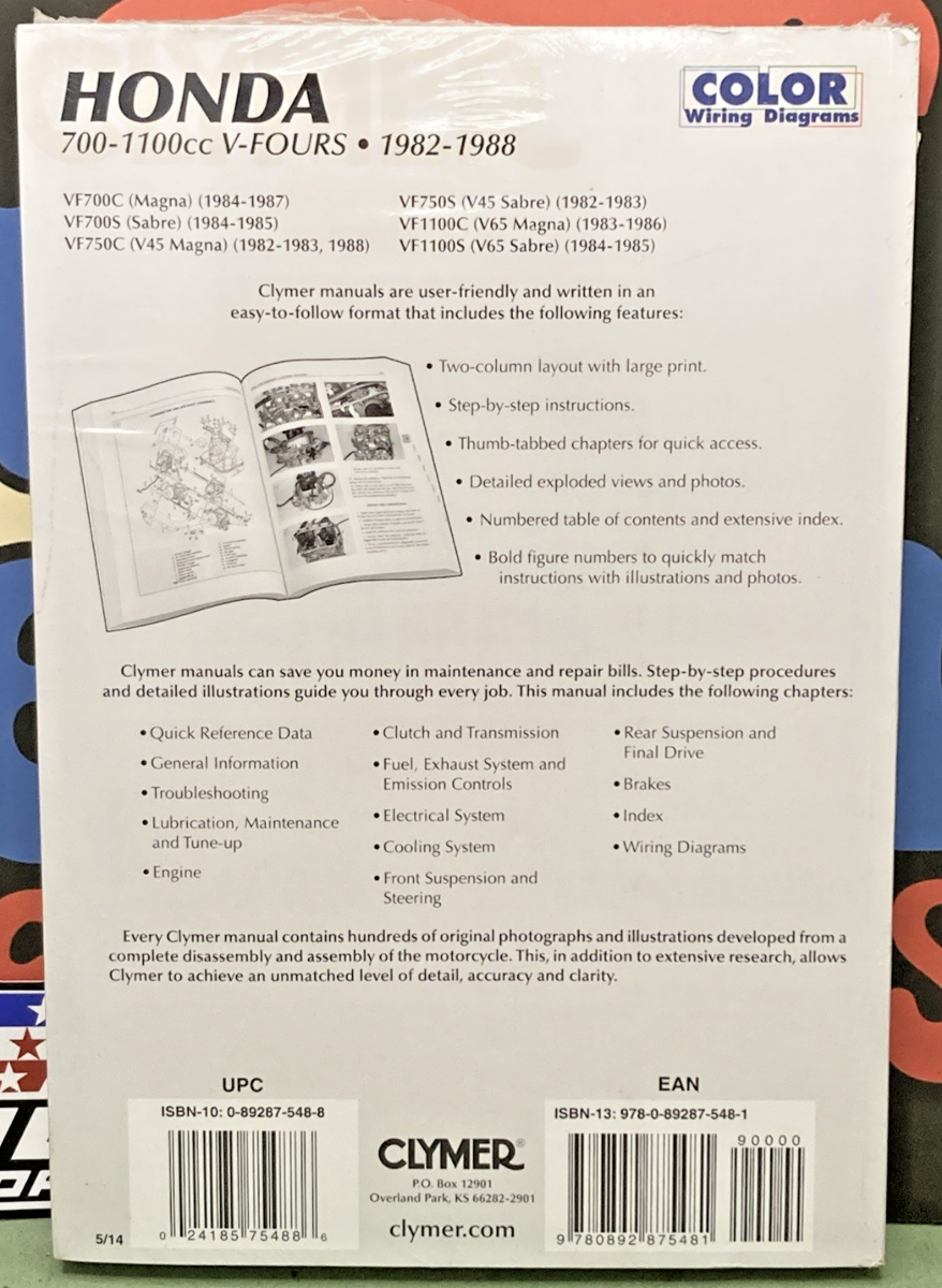 New Genuine Clymer M327 Honda 700-1100cc V-Fours 1982-1988