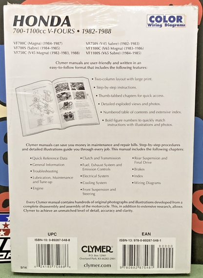 New Genuine Clymer M327 Honda 700-1100cc V-Fours 1982-1988