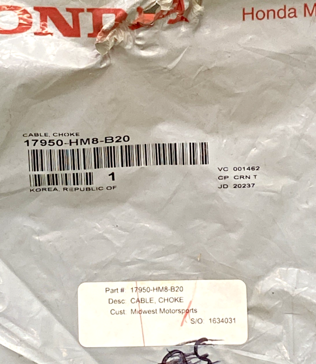New Genuine Honda 17950-HM8-B20 Choke Cable