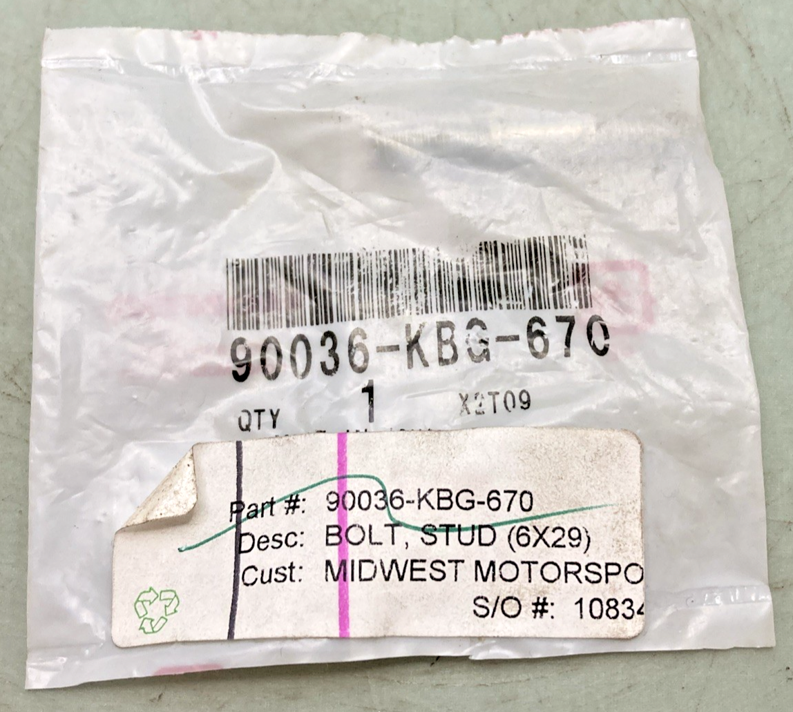 New Genuine Honda 90036-KBG-670 Bolt, Stud