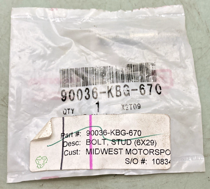 New Genuine Honda 90036-KBG-670 Bolt, Stud