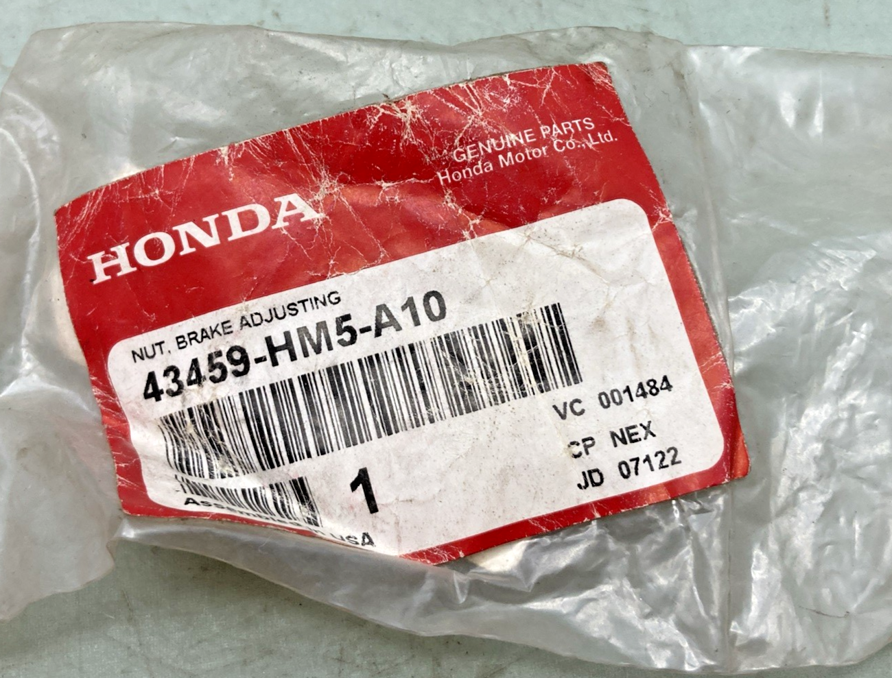 New Genuine Honda 43459-HM5-A10 Nut, Brake, Adjusting
