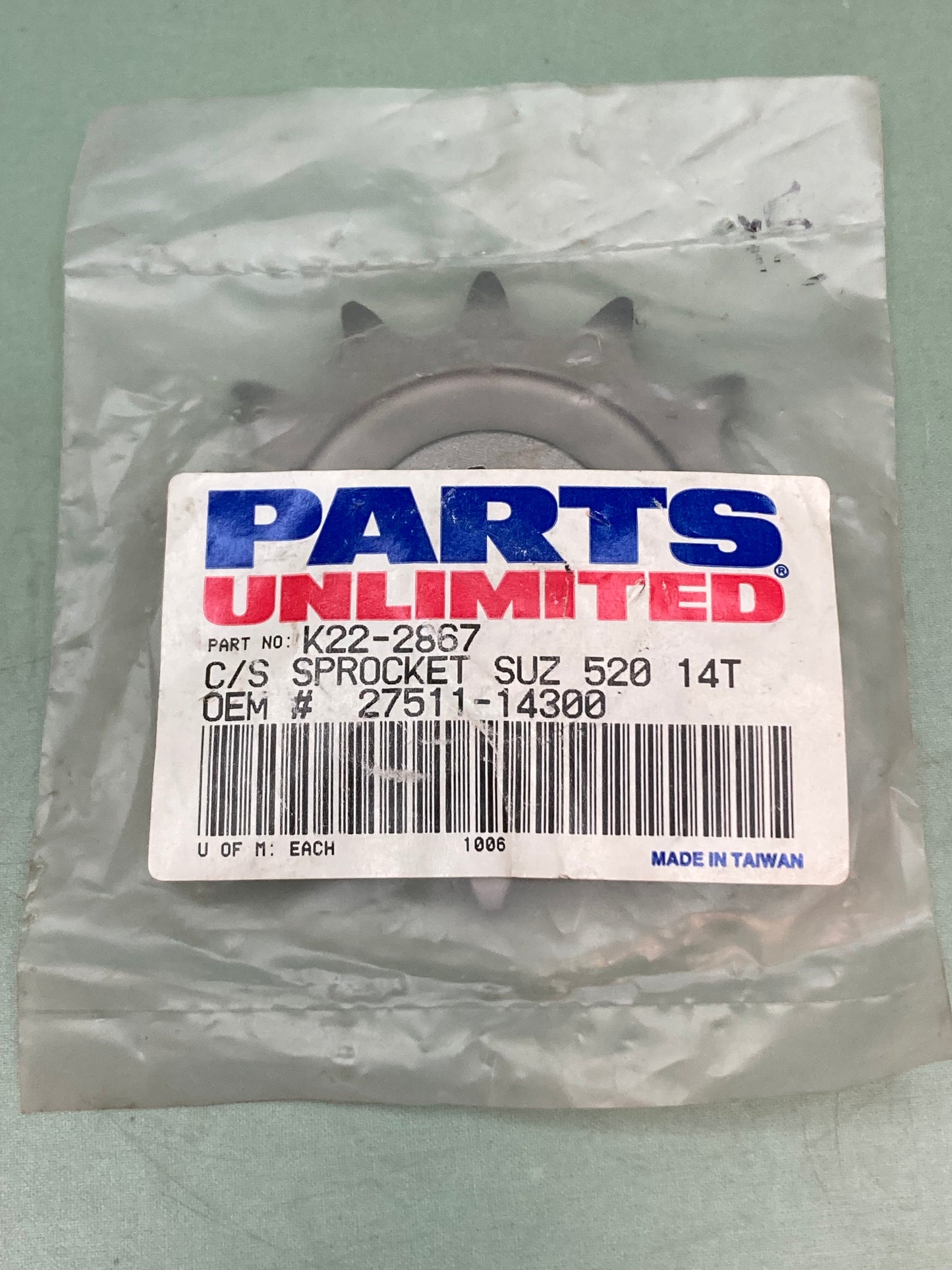New Genuine Parts Unlimited K22-2867 Sprocket, Engine 14T Suzuki 27511-14300