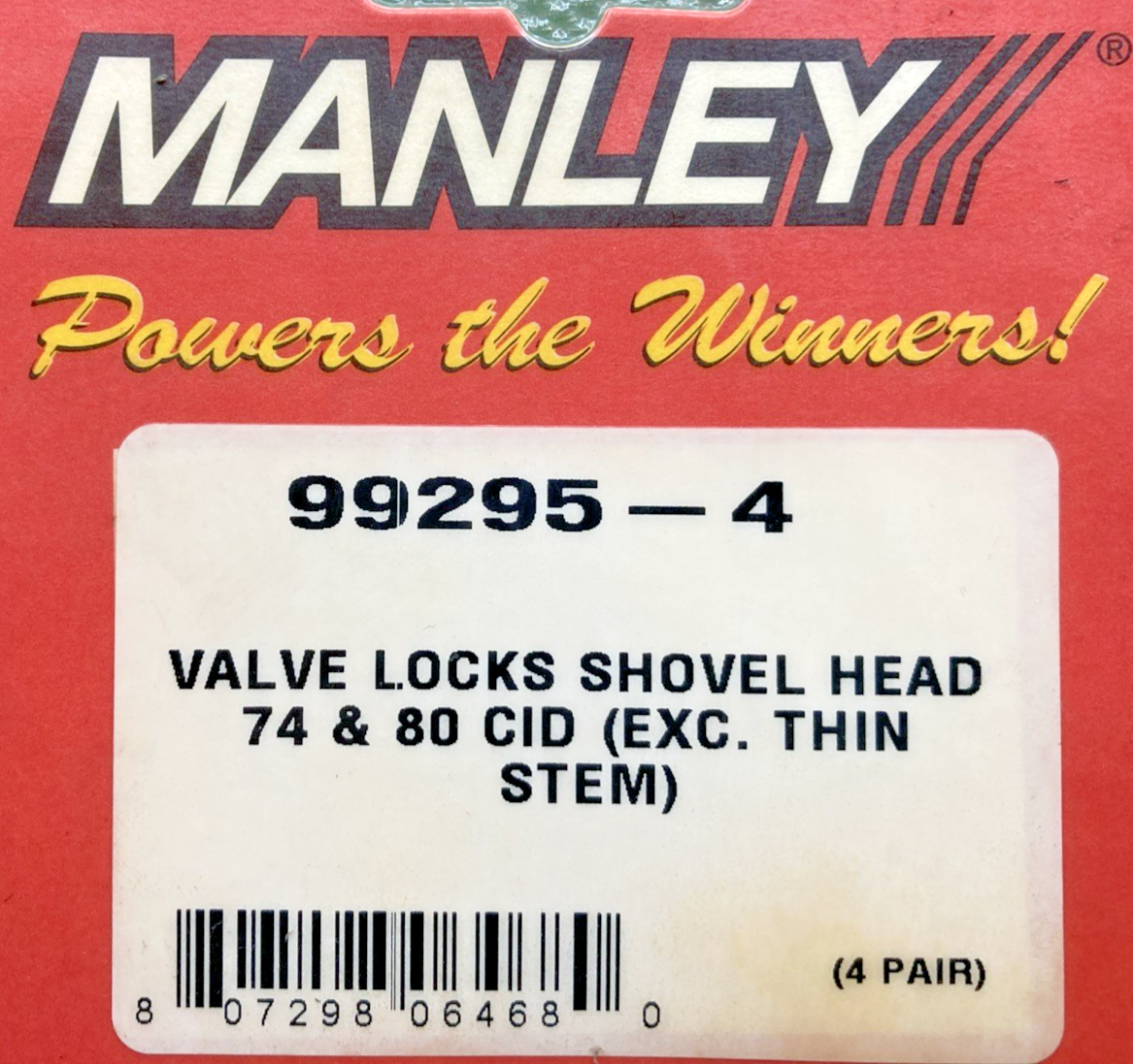 New Genuine Manley 99295-4 Valve Locks, Fits Shovel Head 74&80 CID (4PK)