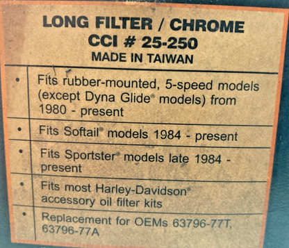 New Genuine Custom Chrome Premium 25-250 Chrome Oil Filter