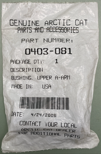 New Genuine Arctic Cat 0403-081 Bushing, Upper A-Arm