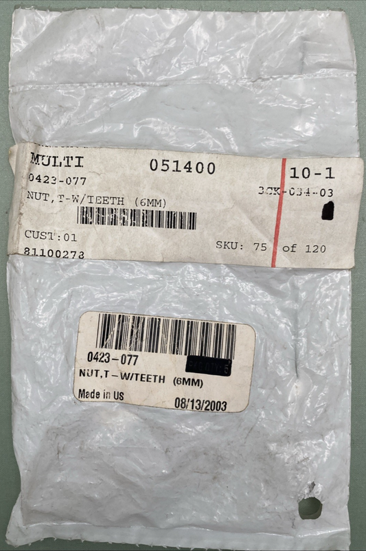 5 PK New Replaces Arctic Cat 0423-077 Nut, T - W/Teeth (6MM)