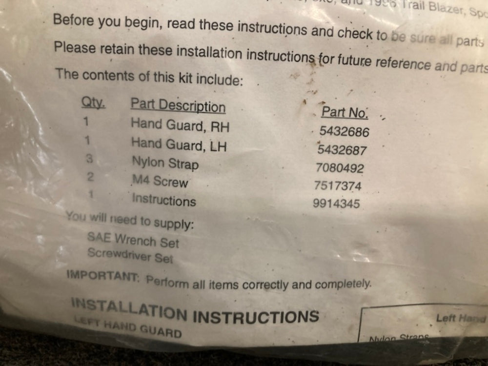 Polaris 2871780 Hand Guard Kit New Genuine