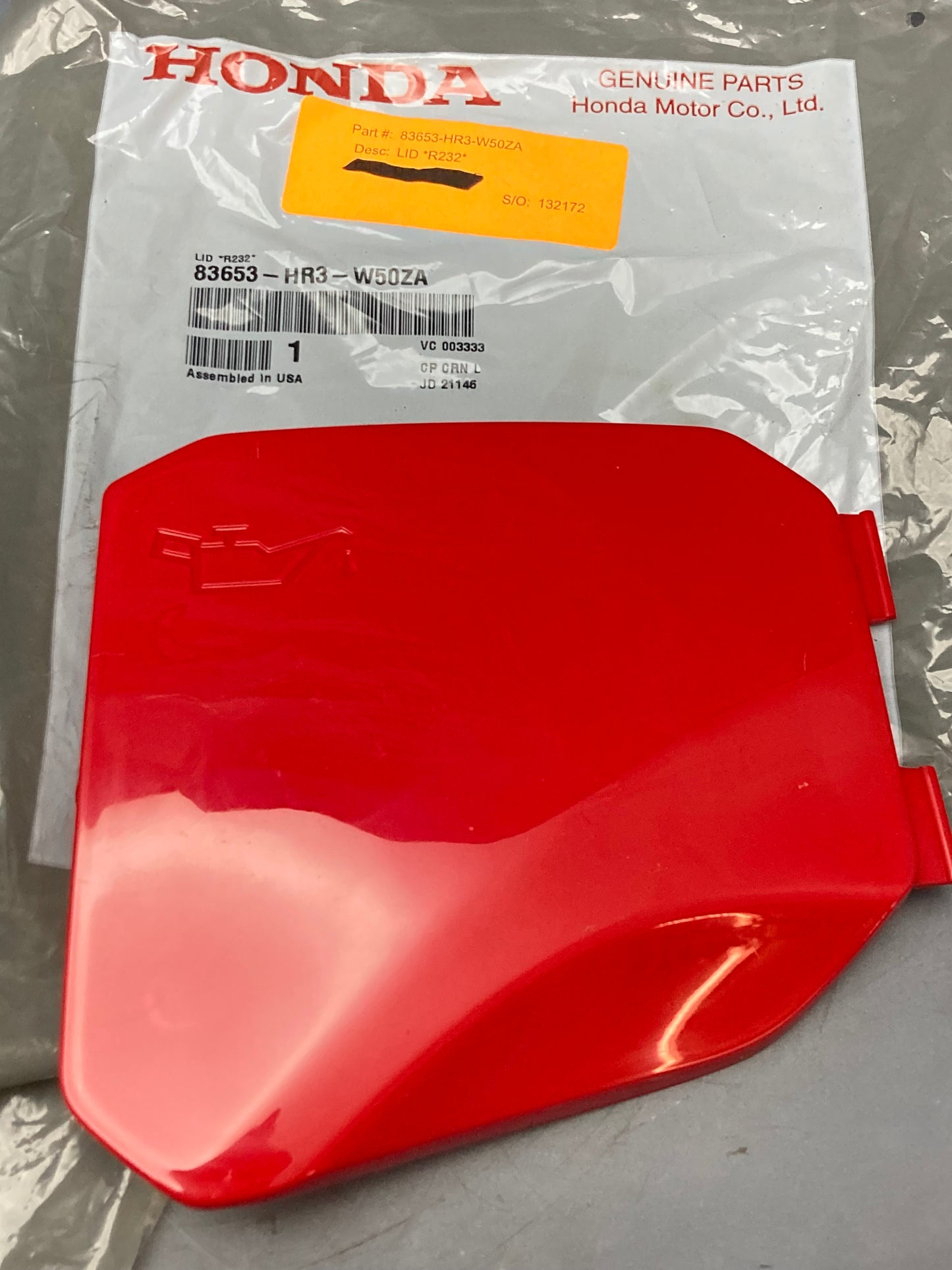 New Genuine Honda 83653-HR3-W50ZA Oil Check Door Cover
