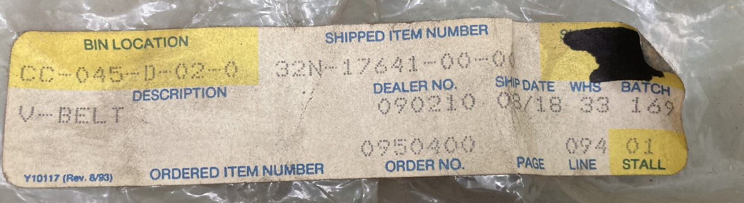 New Genuine Yamaha 32N-17641-00 V-Belt