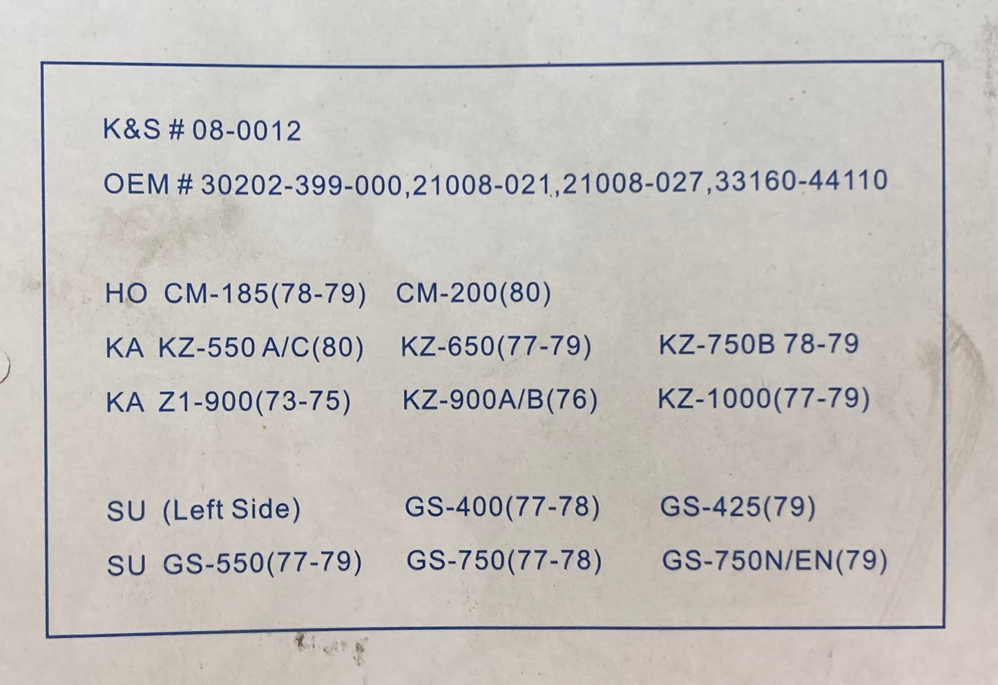 New Genuine K&S 08-0012 Ignition Points Honda 30202-399-000