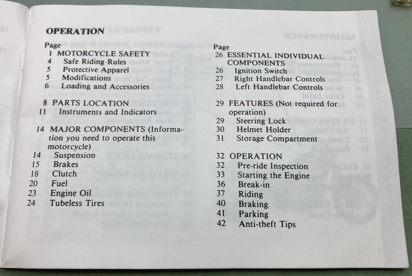 Genuine Honda 31MM2610 CMX450C Rebel Owner's Manual 1987 with Key