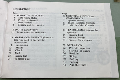 Genuine Honda 31MM2610 CMX450C Rebel Owner's Manual 1987 with Key