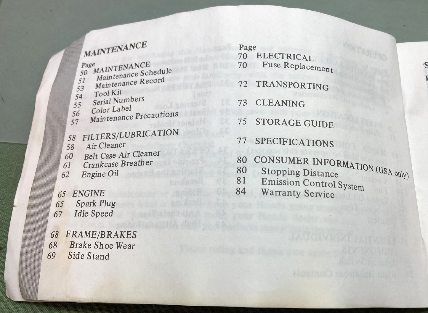 Genuine Honda 31KV7600 CH150 Elite150 Owner's Manual 1987