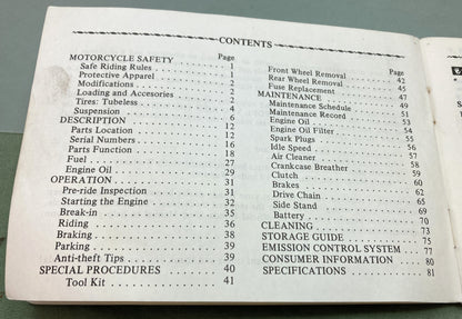 Genuine Honda 31MG5600 CB1100F Owner's Manual 1983
