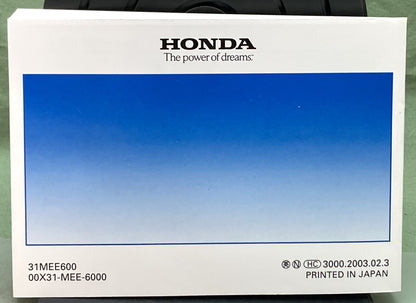 New Genuine Honda 31MEE600 CBR600RR Owner's Manual 2003