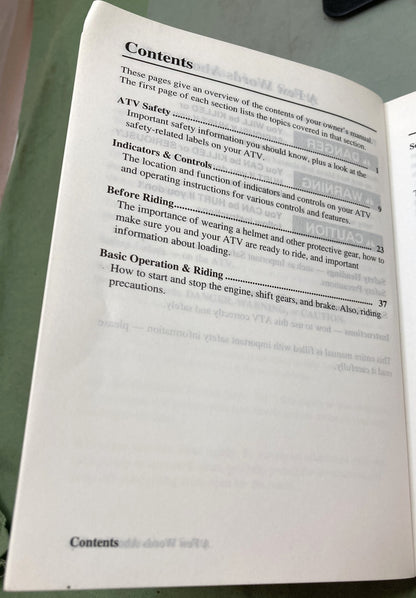 Genuine Honda 31HM3700 TRX300EX Sporttrax300EX Owner's Manual 2003