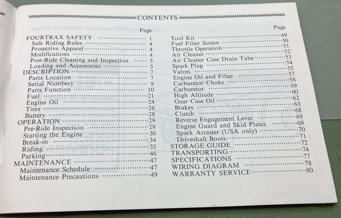 Genuine Honda 31HC5601 TRX300FW Fourtrax 300 4x4 Owner's Manual 1988
