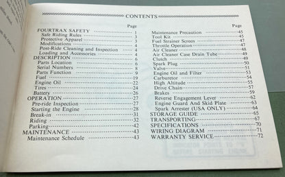 Genuine Honda 31HC3611 TRX125 Fourtrax 125 Owner's Manual 1988