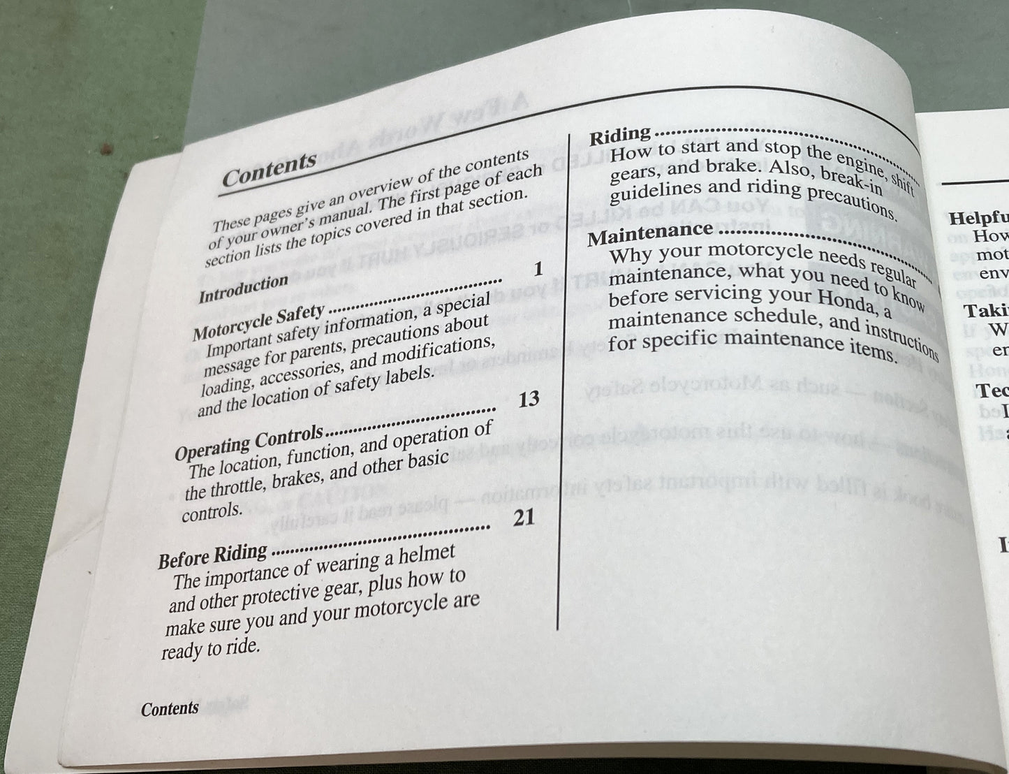 Genuine Honda 31GCF620 XR70R Owner's Manual 1999