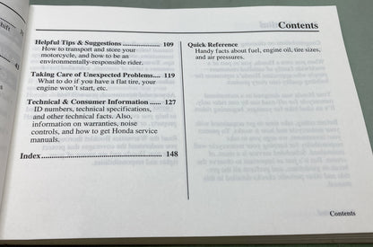 Genuine Honda 31GCF620 XR70R Owner's Manual 1999