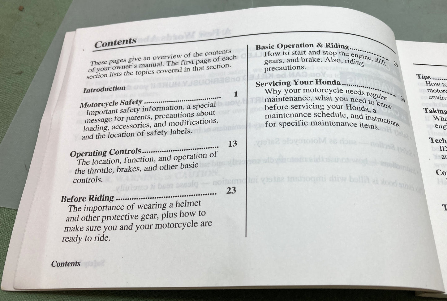 Genuine Honda 31GCF630 XR70R Owner's Manual 2000