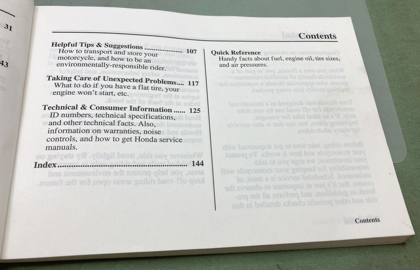 Genuine Honda 31GN1700 XR80R Owner's Manual 1997