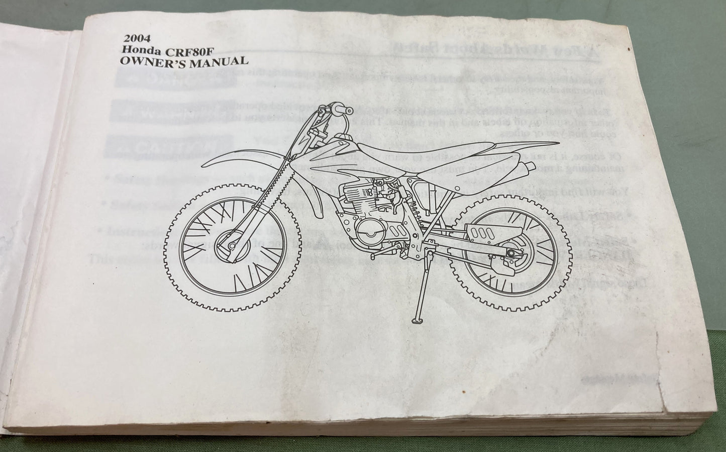 Genuine Honda 31GN1770 CRF80F Owner's Manual 2004