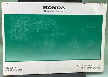 Genuine Honda 31GEL640 CRF50F Owner's Manual 2004