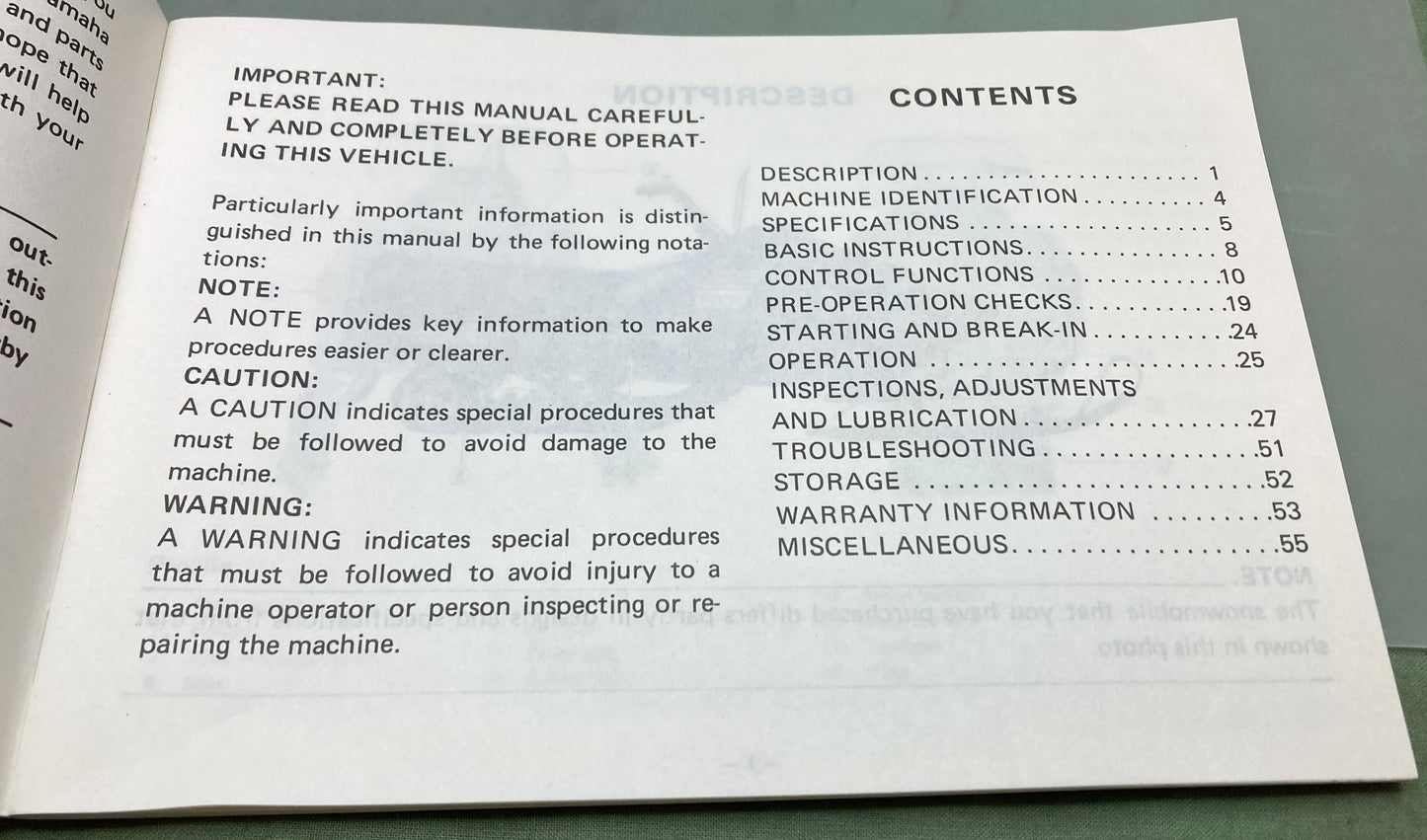 Genuine Yamaha LIT-12628-00-41 BR250F Snowmobile Owner's Manual 1981
