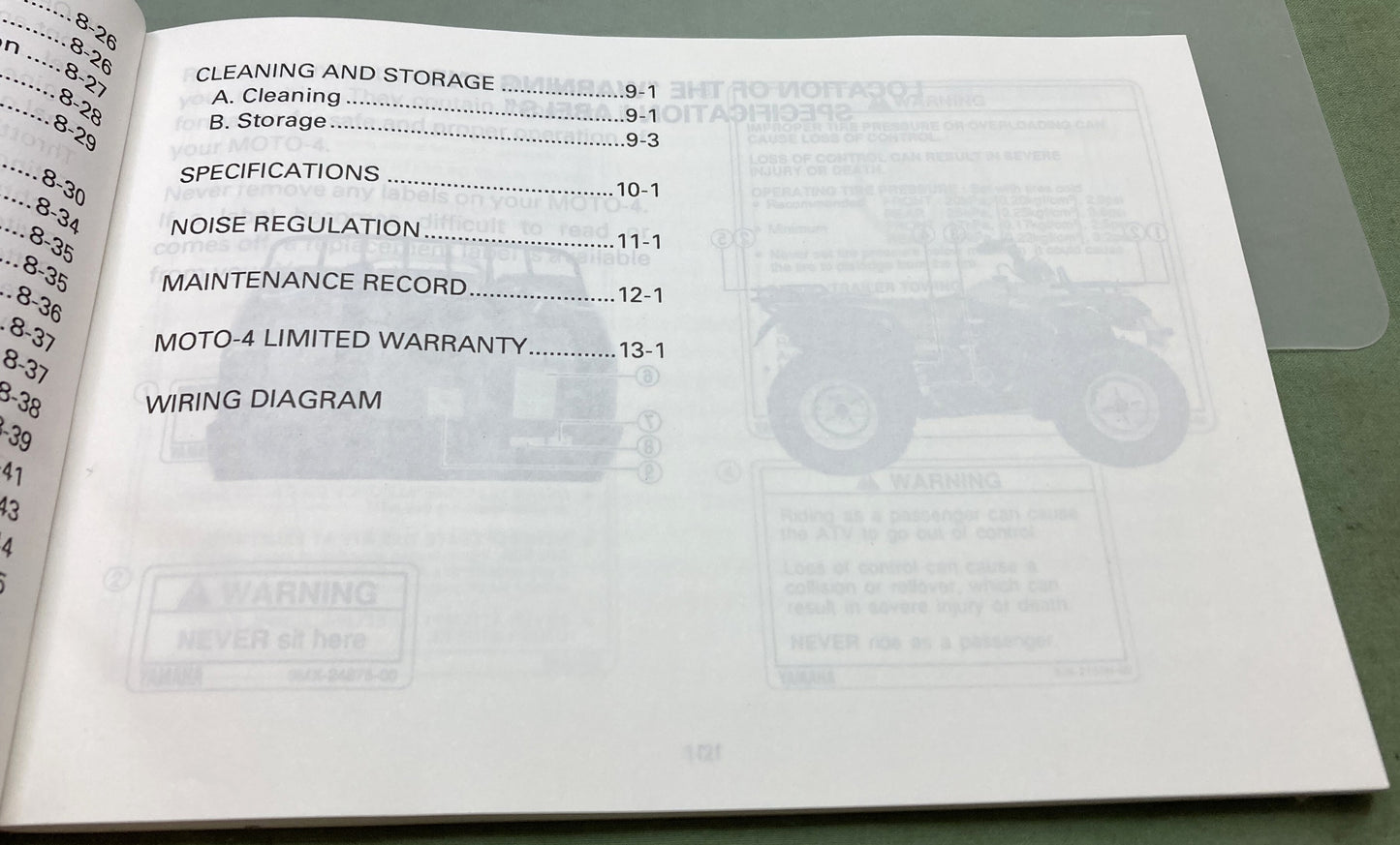 Genuine Yamaha LIT-11626-08-73 YFM400FWE Owner's Manual 1992