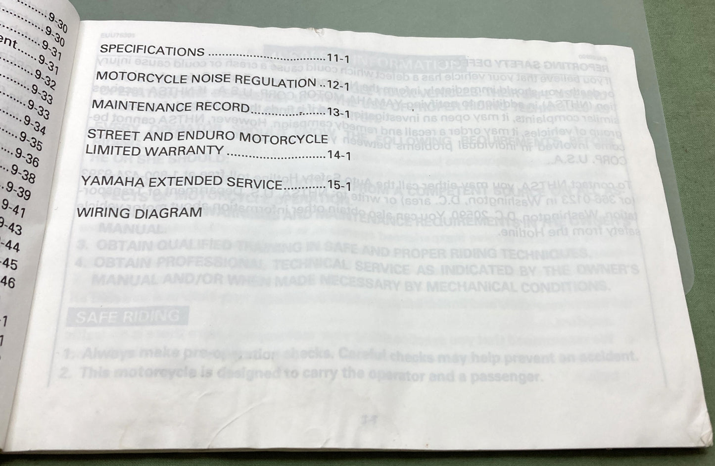 Genuine Yamaha LIT-11626-09-75 FZR600H FZR600HC Owner's Manual 1995