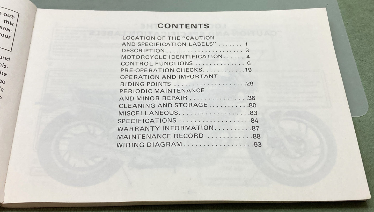 Genuine Yamaha LIT-11626-02-81 XV750J Owner's Manual 1981