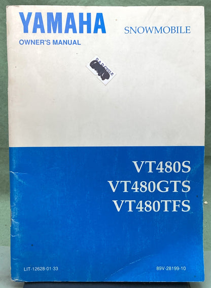 Genuine Yamaha LIT-12628-01-33 VT480S VT480GTS VT480TFS Owner's Manual 1991
