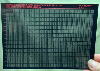 Genuine Yamaha Microfiche Lot Motorcycle/ATV/Snowmobile Parts Catalog and Manual